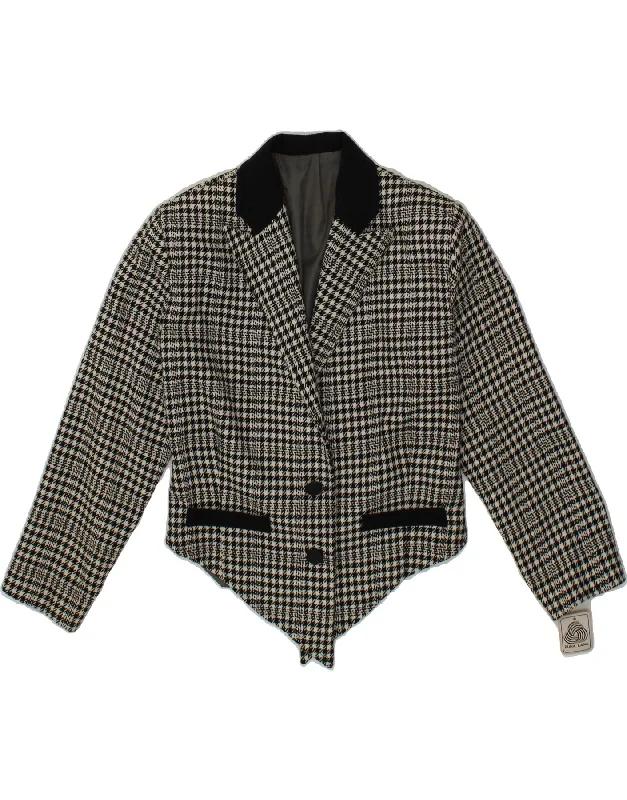 Weekend Deals That Thrill VINTAGE Womens Crop 2 Button Blazer Jacket IT 46 Large Black Houndstooth Weekend Deals That Thrill VINTAGE Womens Crop 2 Button Blazer Jacket IT 46 Large Black Houndstooth