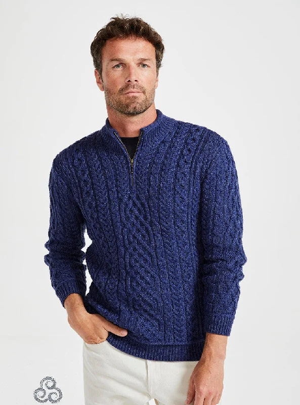 Super Savings Aran - Half Zip Sweater - Dark Blue