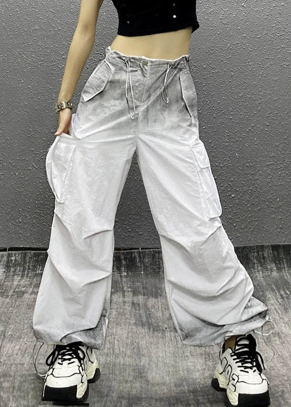 Limited Stock 2024 New White Gradient Drawstring Thin Beam Pants Summer