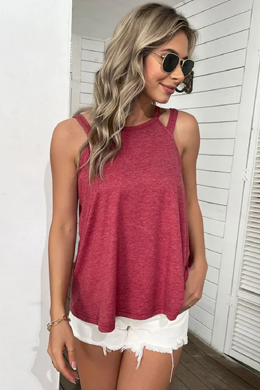 Weekend Deal Cutout Round Neck Sleeveless Top