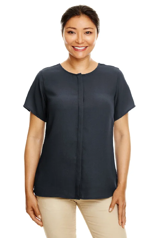 Members Only Devon & Jones Womens Perfect Fit Short Sleeve Blouse - Black