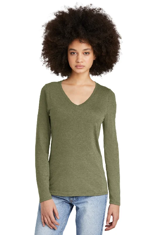 Blowout Deals District Womens Perfect Tri Long Sleeve V-Neck T-Shirt - Military Green Frost