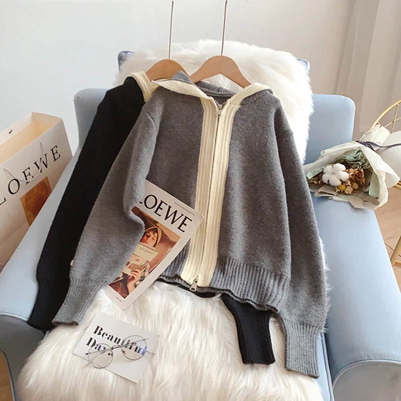 Can't Miss Korean hooded sweater coat cardigan  5219