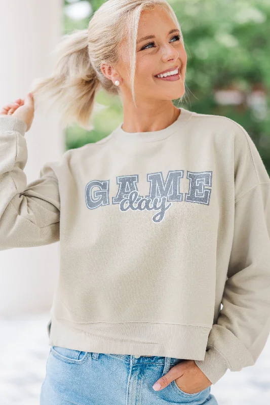 Crazy Savings Go Long Sage Green Graphic Sweatshirt