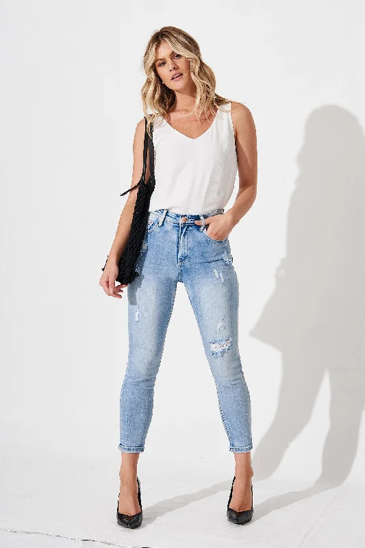 Act Now Harrisford High Rise Jeans In Light Blue Denim