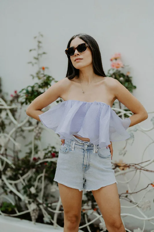 Amazing Deals Sweet Dreams Lilac Tulle Bandeau Crop Top