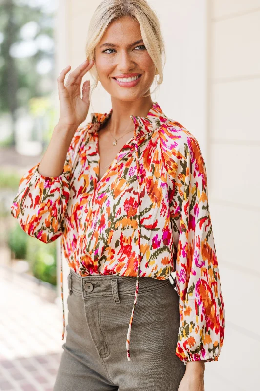 Best Choice Thinking Of You Rust Orange Abstract Blouse