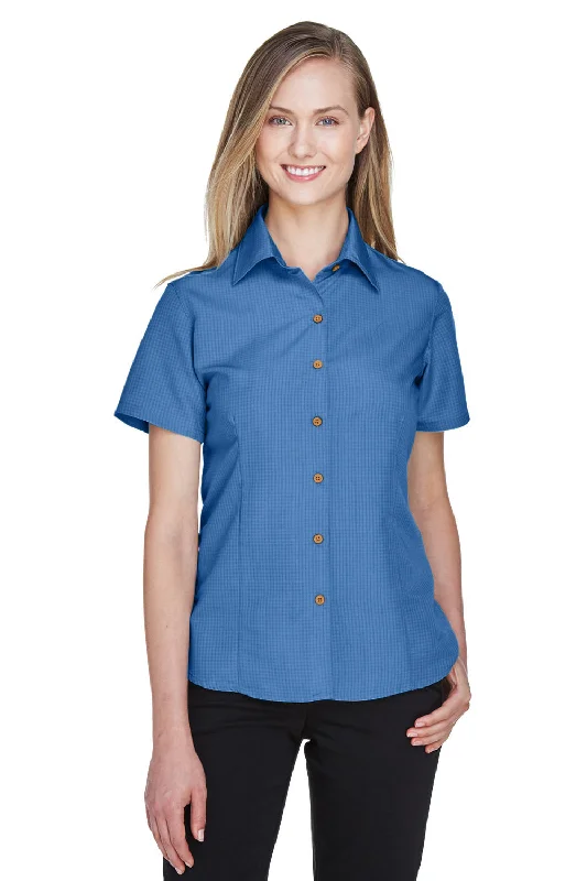 Don’t Miss Out Harriton Womens Barbados Wrinkle Resistant Short Sleeve Button Down Camp Shirt - Pool Blue Don’t Miss Out Harriton Womens Barbados Wrinkle Resistant Short Sleeve Button Down Camp Shirt - Pool Blue