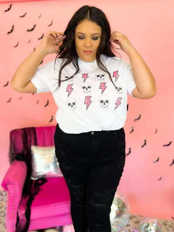 Great Bargains (PLUS) White "Skull and Leopard Lightning" Graphic Tee