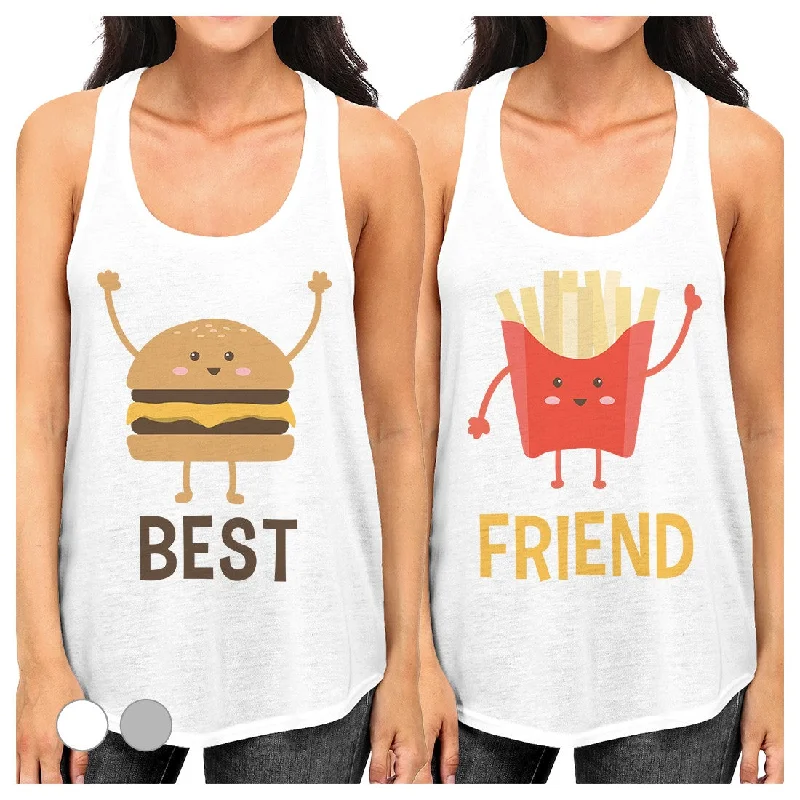 New Markdowns Hamburger And Fries Best Friend Gift Shirts Womens Cute Tank Tops