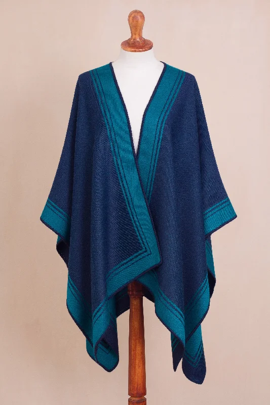 Weekend Deals That Amaze Delightful Fantasy in Teal Reversible Alpaca Blend Ruana in Navy and Teal Weekend Deals That Amaze Delightful Fantasy in Teal Reversible Alpaca Blend Ruana in Navy and Teal