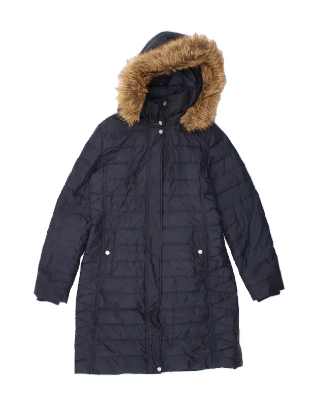 Extra Savings TOMMY HILFIGER Womens Hooded Padded Coat UK 14 Medium Navy Blue Polyester Extra Savings TOMMY HILFIGER Womens Hooded Padded Coat UK 14 Medium Navy Blue Polyester