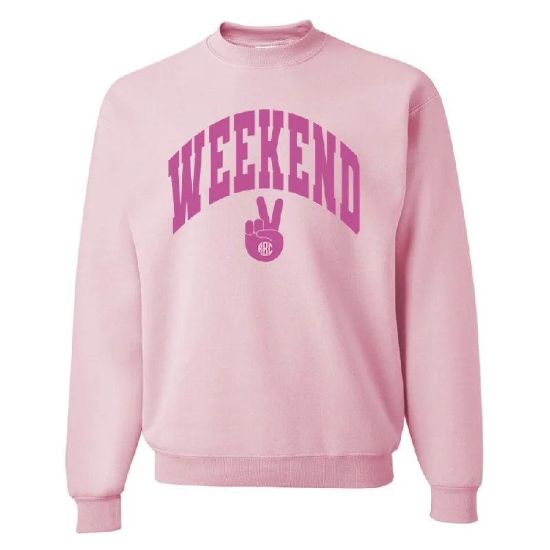 Final Markdown Monogrammed 'Weekend' Crewneck Sweatshirt
