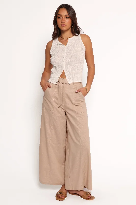 Price Smash Sadie Wide Leg Pant - Oatmeal