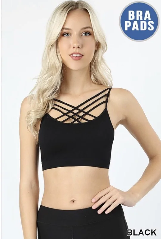Best Bargains Black Seamless Triple Criss-cross Front Bralette