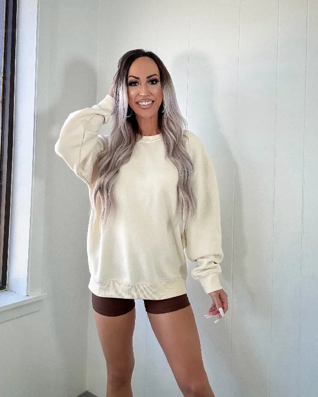 Deep Discounts DOORBUSTER Ivory Oversized Fleece Sweatshirt