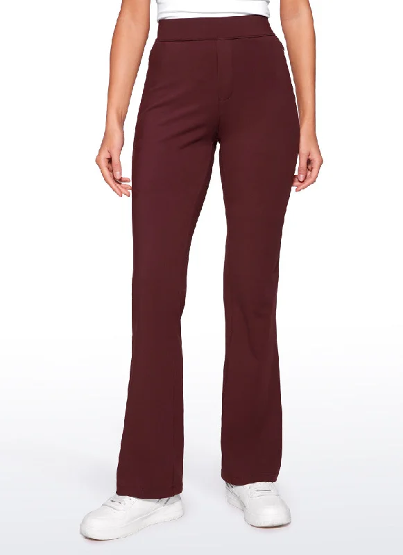 Bargain Prices Stretch Flared Pants with Zip Pockets 31"