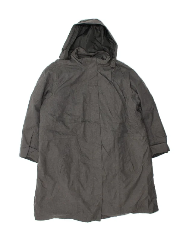 Limited Time Discount EDDIE BAUER Womens Hooded Windbreaker Coat UK 20 2XL Grey Polyester