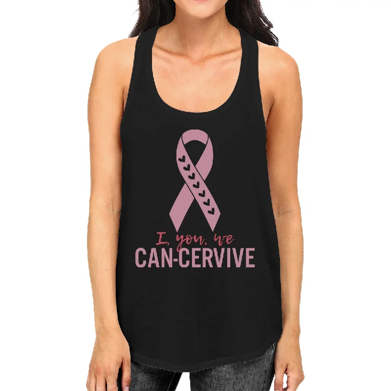 Weekend Bargains to Cherish I You We Can-Cervive Breast Cancer Womens Black Tank Top