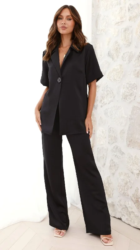 While Supplies Last Imogen Button Pants - Black