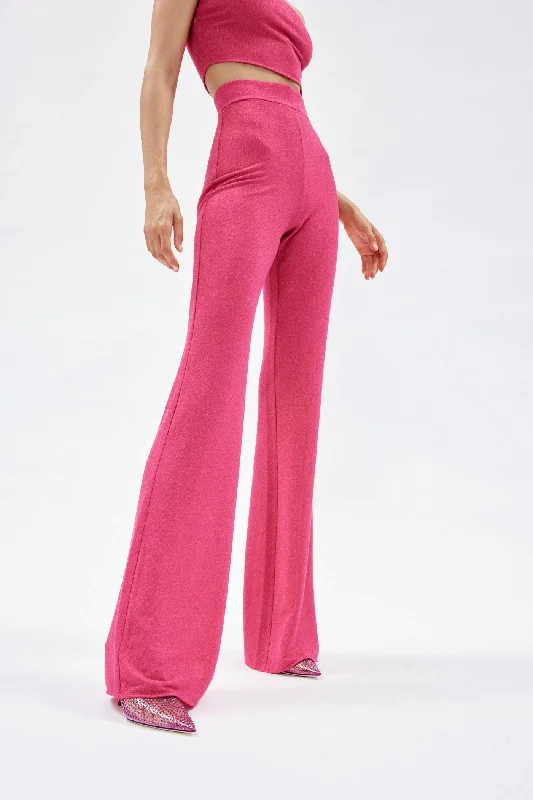 Deal Explosion Gaia Bubble Pink Lurex Flare Pant