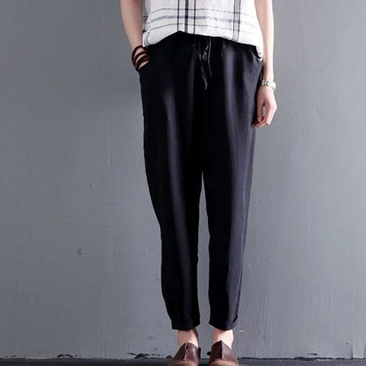 Deal of the Day Black thin cotton pants long summer pants