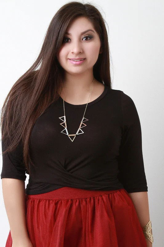 Super Sale Cross Over Quarter Sleeve Top