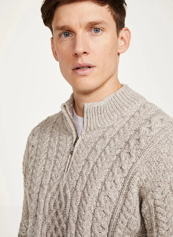 Best Seller Aran - Half Zip Sweater - Oat