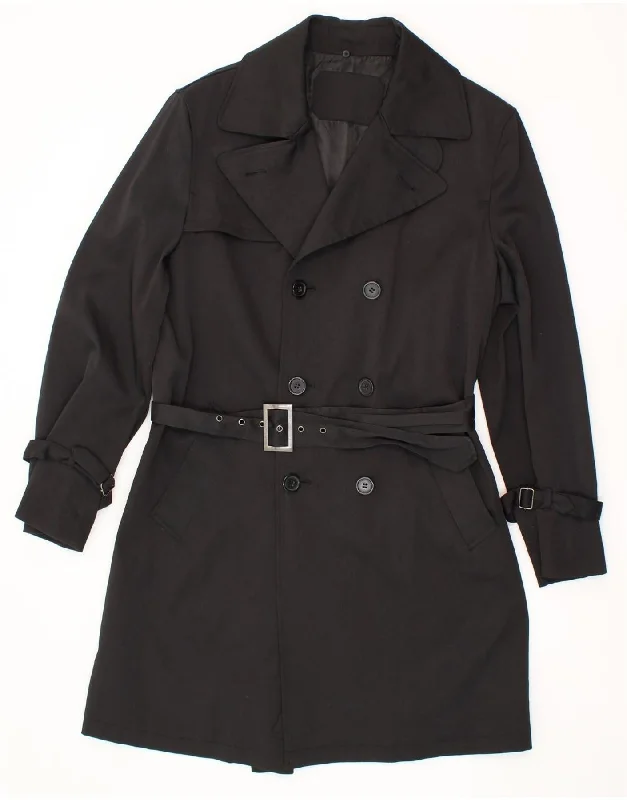 While Supplies Last VINTAGE Womens Trench Coat IT 46 Large Black Polyester