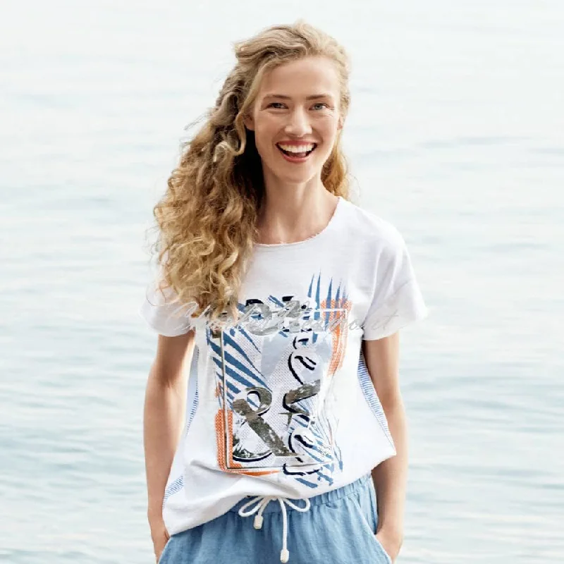 Big Discounts Just White Printed Top - Style J1707