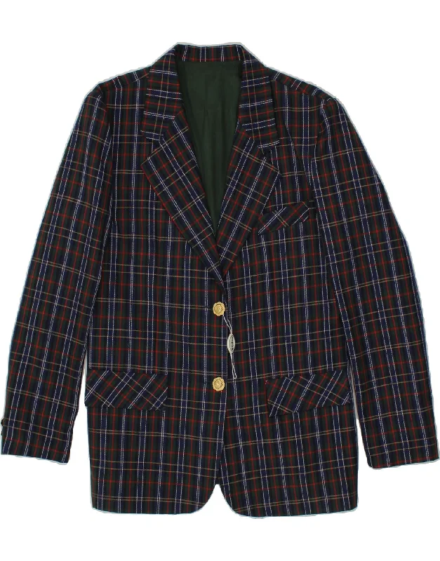 Weekend Discounts to Relish VINTAGE Womens 2 Button Blazer Jacket IT 44 Medium Navy Blue Check Weekend Discounts to Relish VINTAGE Womens 2 Button Blazer Jacket IT 44 Medium Navy Blue Check