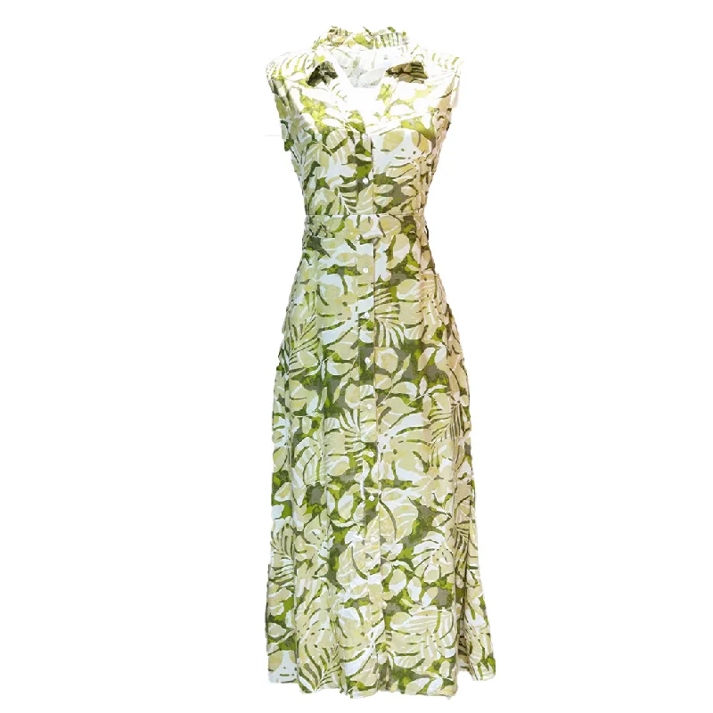 Half Price Printed Sleeveless Belted Dress