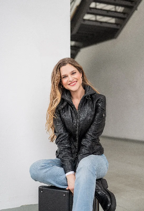 Special Promotion Hooded Leather Biker Jacket