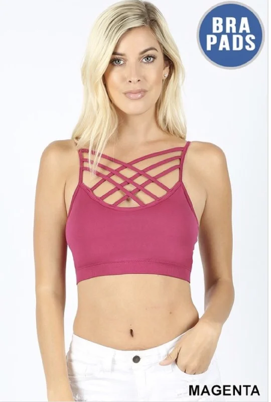 Special Savings Seamless Magenta Triple Criss-cross Front Bralette