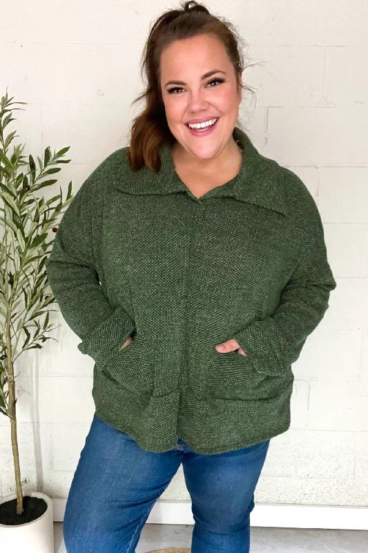 Limited Availability Textured Knit Notch Neck Oversized Collar Sweater