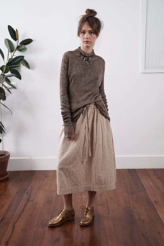 Huge Discounts Brown Turtleneck Baraka knitted Bamboo shirt with Long Sleeves