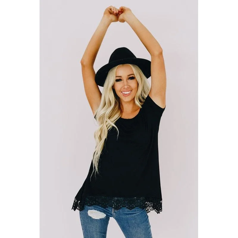 Weekend Specials You Can't Miss Off The Shoulder Lace Hem Top