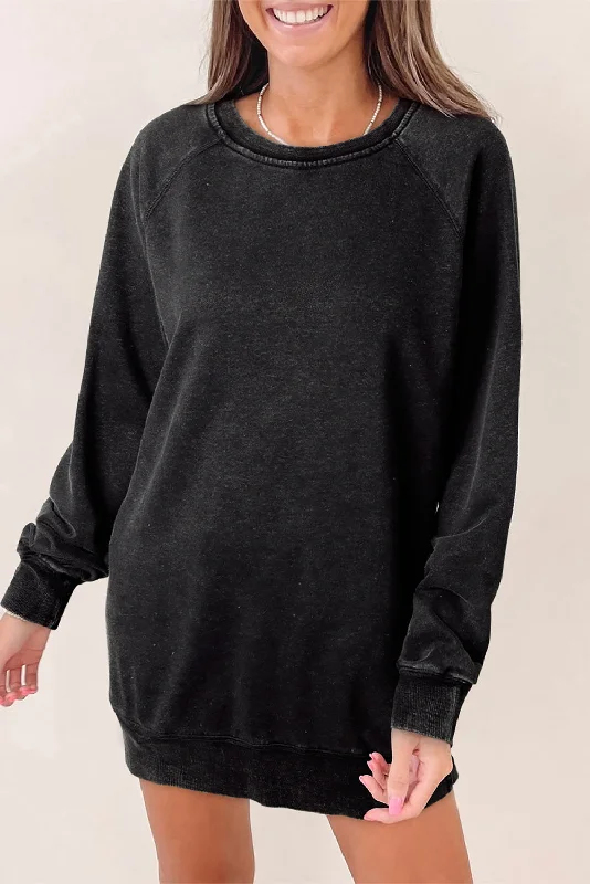 Best Deals Black Mineral Wash Oversized Pullover Sweatshirt