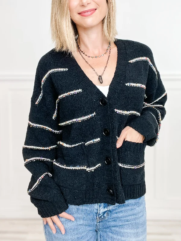 Epic Deals Chenille Yarn Button Closure Cardigan with Pockets