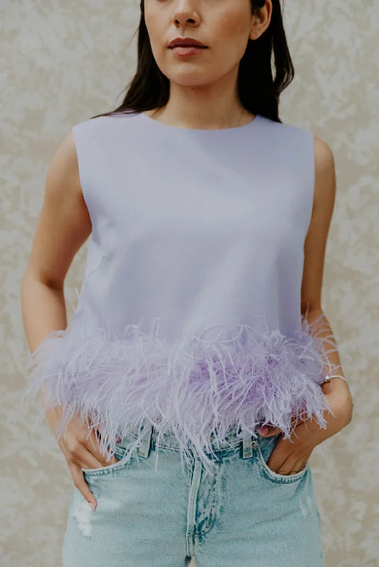 Weekend Bargains Just for You Putting On The Ritz Purple Feather Hem Top