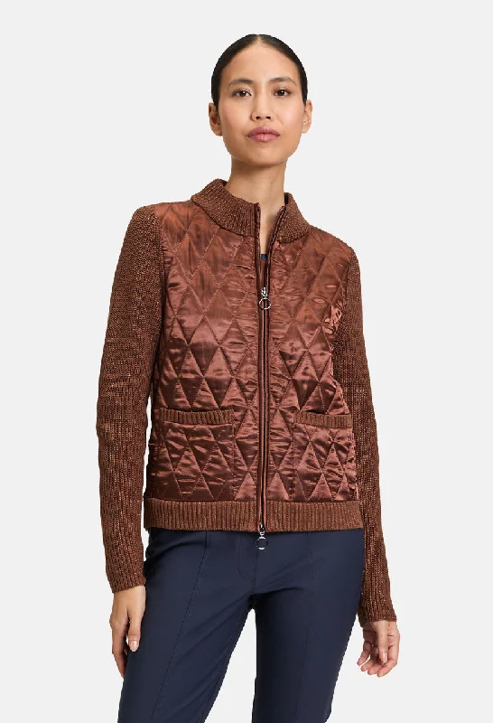 Bargain Bin Knitted Detail Zip Up Jacket