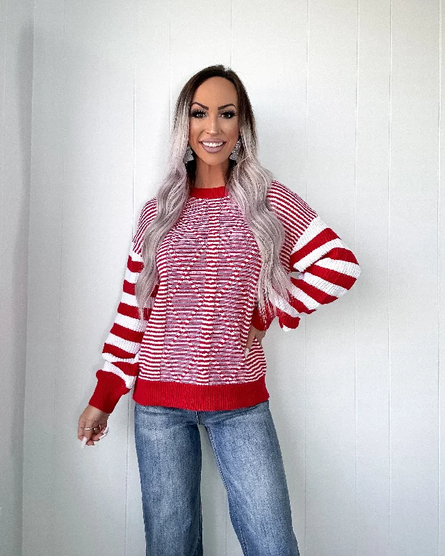 Online Exclusive Feeling Festive Striped Sweater - Red