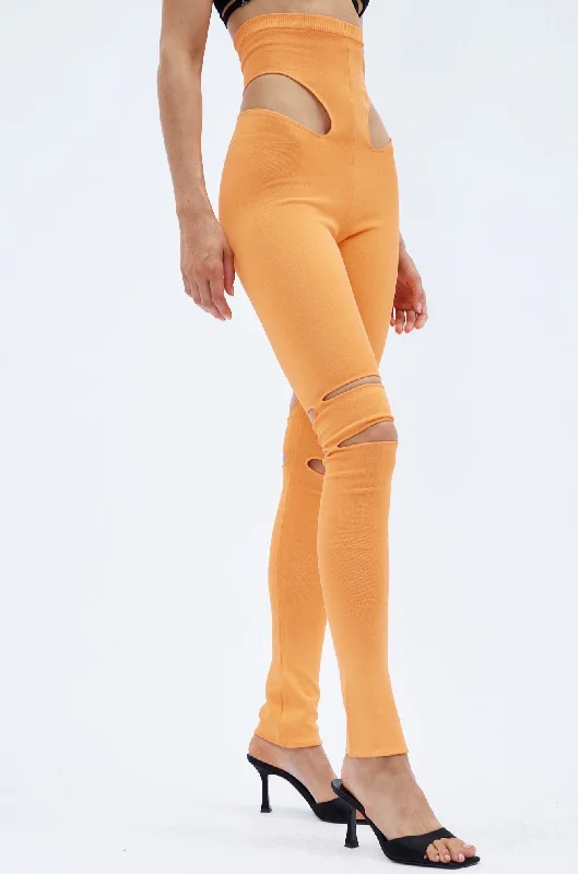 Super Sale Knit Mandarin High Waist Legging with Cut Out