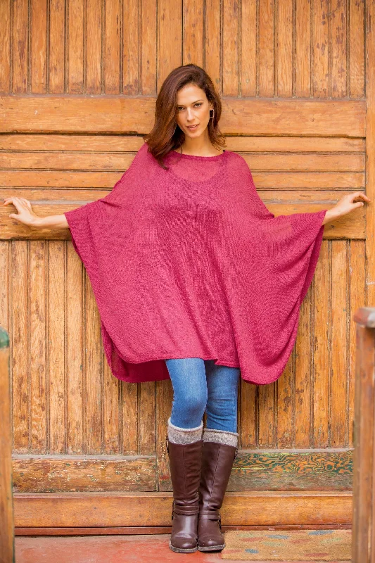 Limited Supply Bright Wind Soft Knit Bohemian Style Wine Drape Sweater from Peru
