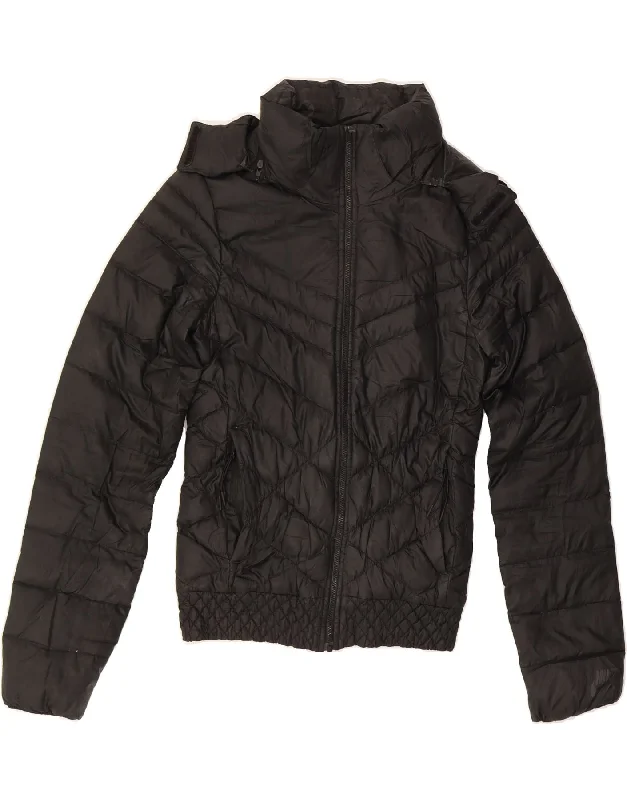 Instant Savings NIKE Womens Hooded Padded Jacket UK 6 XS Black Polyester