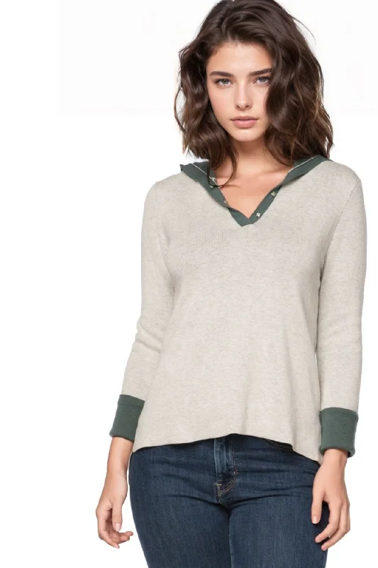 Weekend Savings Bonanza Zen Elaine Contrast Cuffed Hoodie Sweater