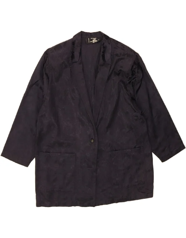 Take Advantage VINTAGE Womens 1 Button 3/4 Sleeve Blazer Jacket UK 16 Large Black Floral