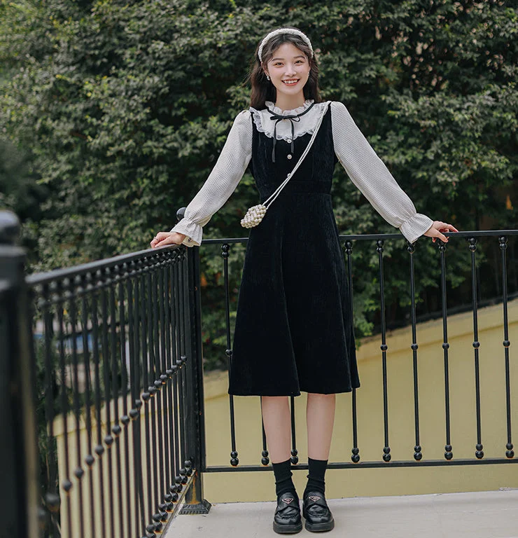 Year-End Clearance Frilly High Neck Corduroy Sweater Dress (2 Colors)