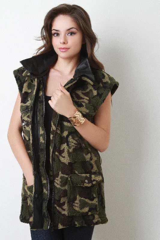 Weekend Deals That Sizzle Camouflage Shearling Vest