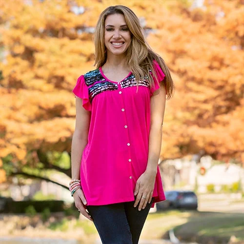 Price Slash Multi Sequin Top with Butterfly Sleeves